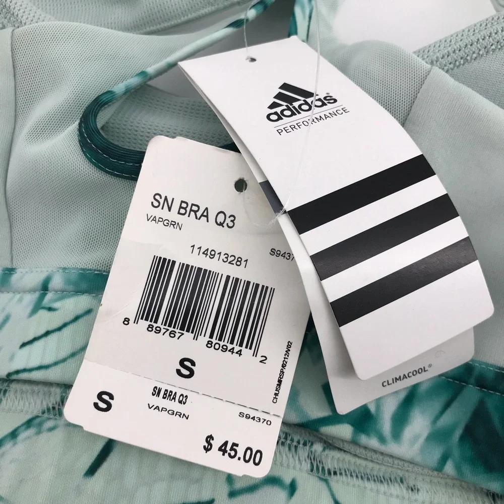 Adidas Green White Cross Back Sports Bra - Picture 5 of 8